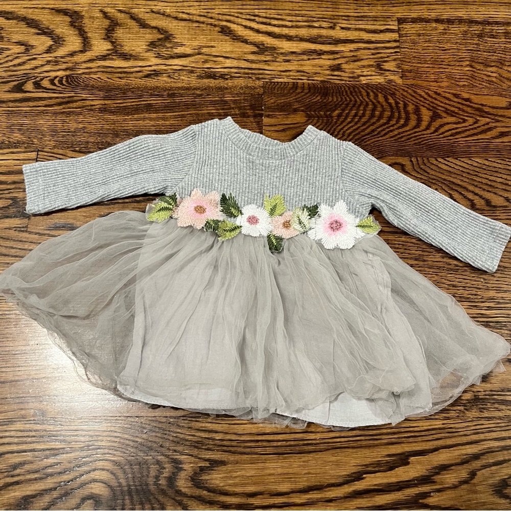 Gray Ribbed Sweater Dress